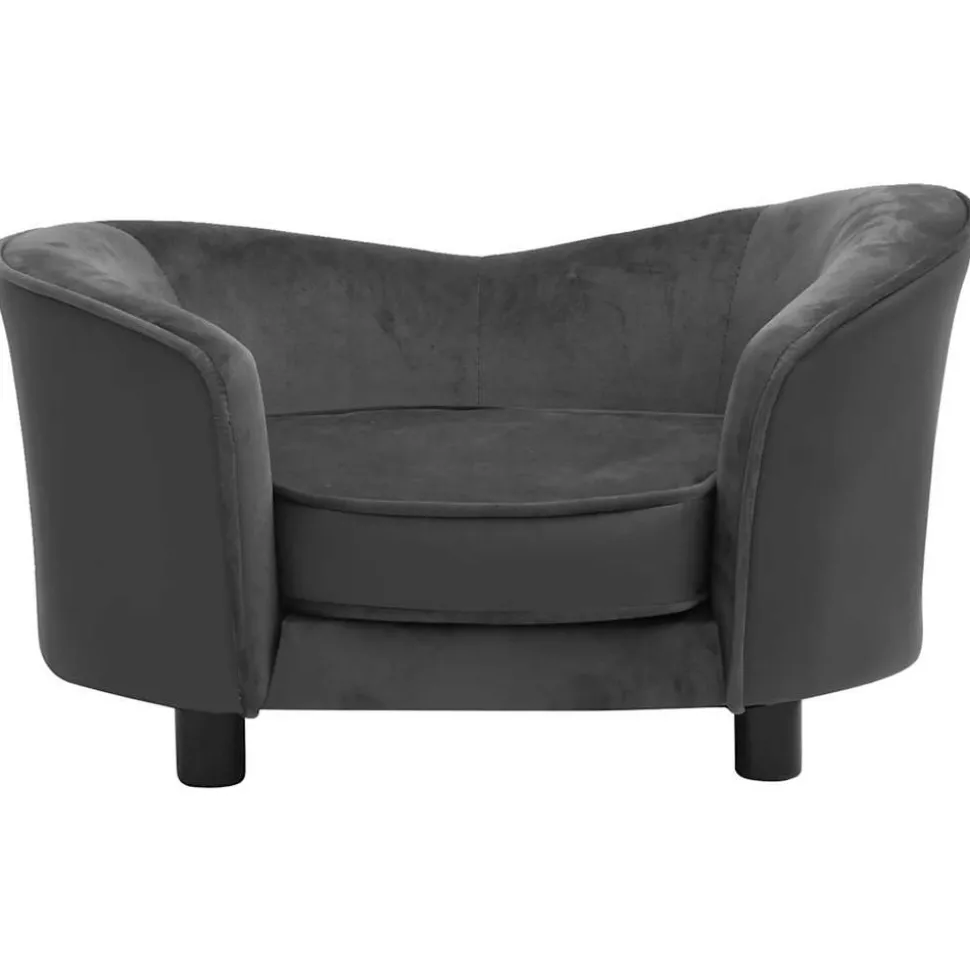 MAISON EXCLUSIVE - Canapé pour chien gris foncé 69x49x40 cm peluche et similicuir