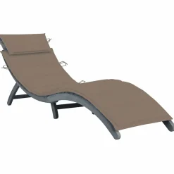 MAISON EXCLUSIVE - Chaise longue avec coussin gris bois d'acacia solide