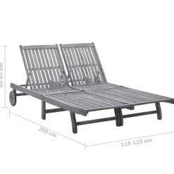 MAISON EXCLUSIVE - Chaise longue de jardin 2 places avec coussin gris acacia