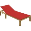 MAISON EXCLUSIVE - Chaise longue avec coussin rouge bois de pin imprégné
