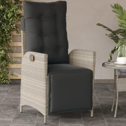 MAISON EXCLUSIVE - Chaise inclinable de jardin avec repose-pied gris clair rotin