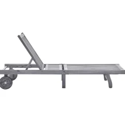 MAISON EXCLUSIVE - Chaise longue de jardin avec coussin gris bois d'acacia solide