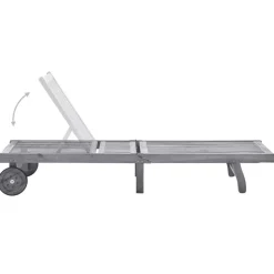 MAISON EXCLUSIVE - Chaise longue de jardin avec coussin gris bois d'acacia solide