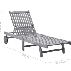 MAISON EXCLUSIVE - Chaise longue de jardin avec coussin gris bois d'acacia solide