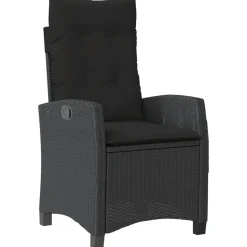 MAISON EXCLUSIVE - Chaise inclinable de jardin avec coussins noir résine tressée