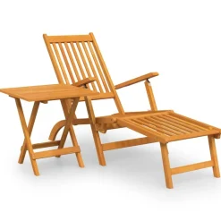 MAISON EXCLUSIVE - Chaise longue d'extérieur repose-pieds et table acacia solide