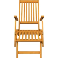 MAISON EXCLUSIVE - Chaise longue d'extérieur repose-pieds et table acacia solide