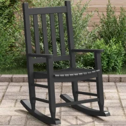 MAISON EXCLUSIVE - Chaise à bascule enfants noir bois de peuplier massif