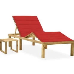 MAISON EXCLUSIVE - Chaise longue de jardin avec table et coussin pin imprégné