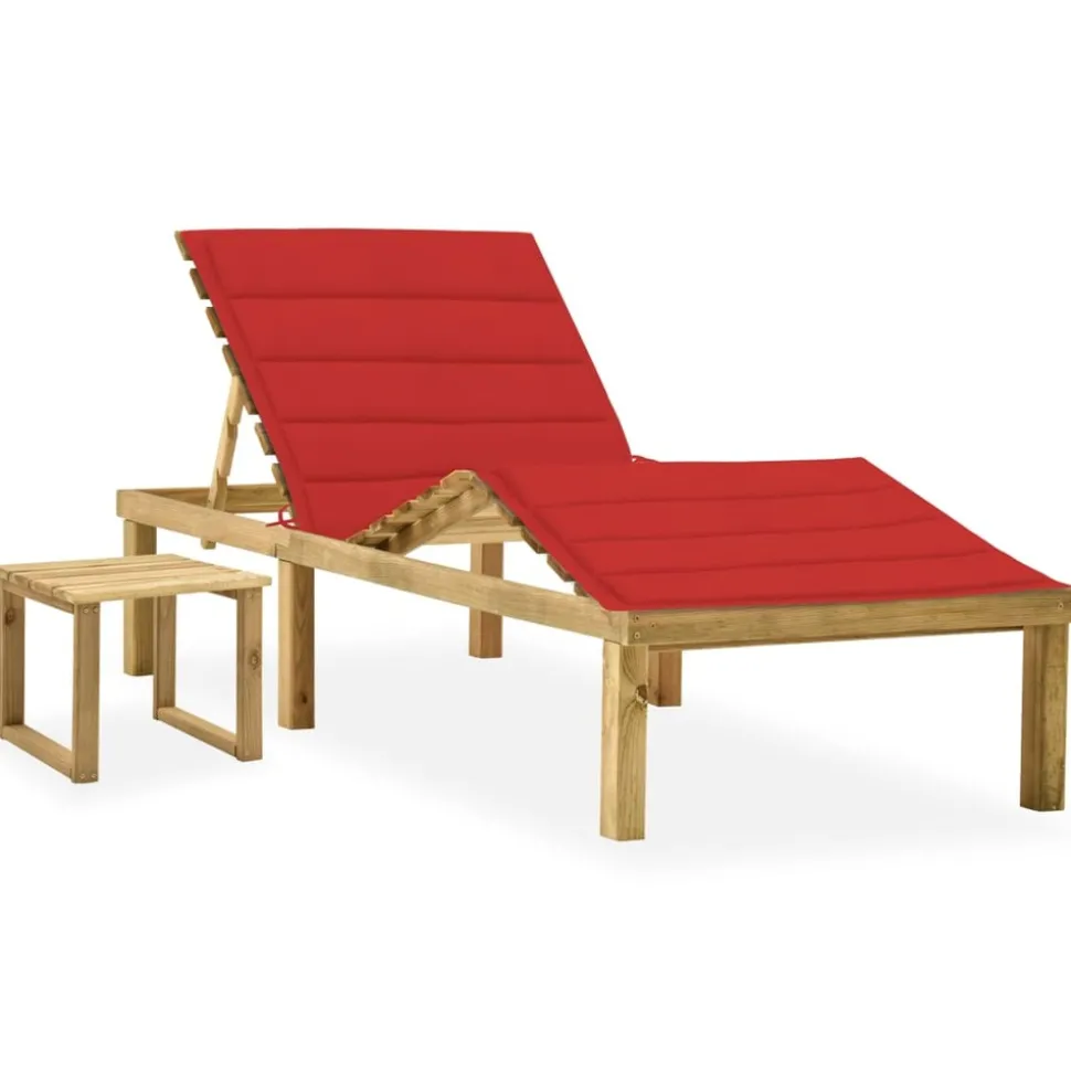 MAISON EXCLUSIVE - Chaise longue de jardin avec table et coussin pin imprégné