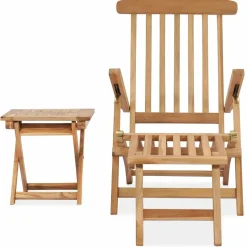 MAISON EXCLUSIVE - Chaise longue de jardin avec repose-pied et table bois de teck