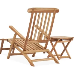 MAISON EXCLUSIVE - Chaise longue de jardin avec repose-pied et table bois de teck