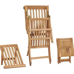 MAISON EXCLUSIVE - Chaise longue de jardin avec repose-pied et table bois de teck