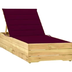 MAISON EXCLUSIVE - Chaise longue avec coussin bordeaux bois de pin imprégné