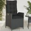 MAISON EXCLUSIVE - Chaise inclinable de jardin avec coussins noir résine tressée