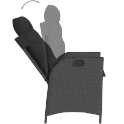 MAISON EXCLUSIVE - Chaise inclinable de jardin avec coussins noir résine tressée