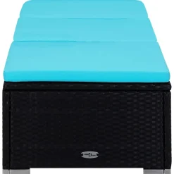 MAISON EXCLUSIVE - Chaise longue avec coussin et table à thé résine tressée bleu