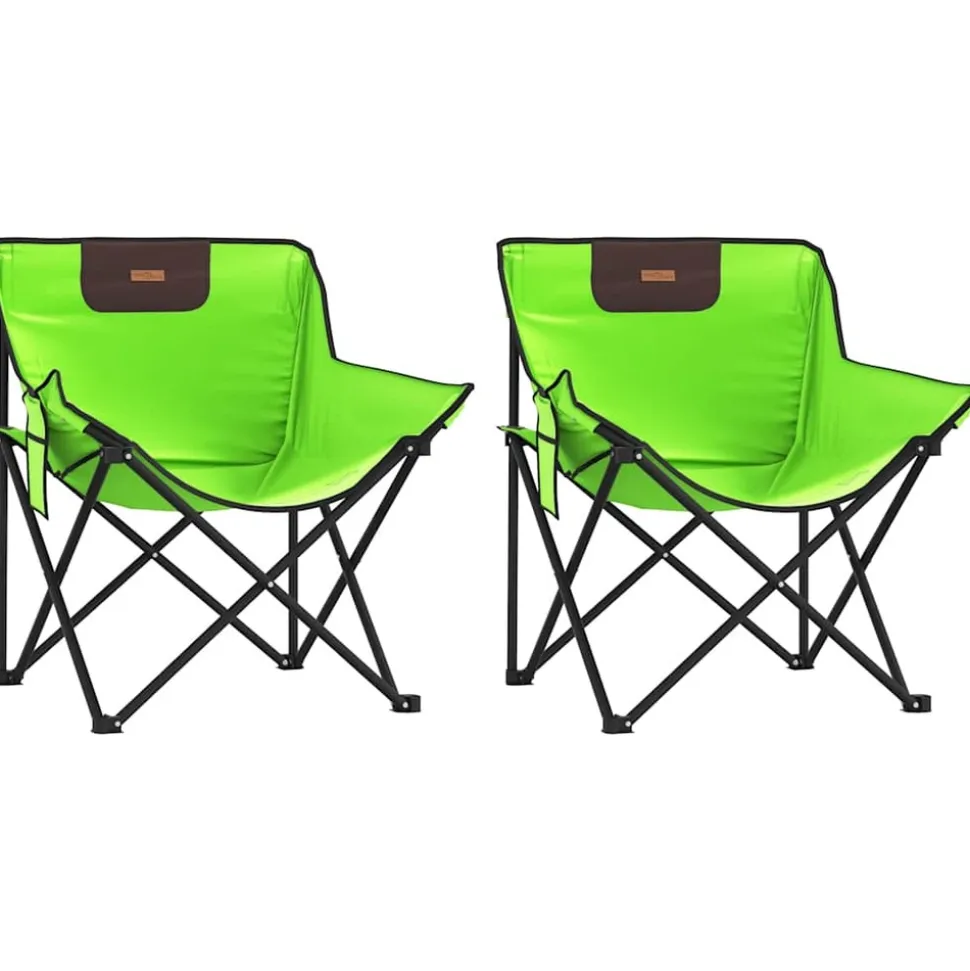 MAISON EXCLUSIVE - Chaise de camping avec poche pliable lot de 2 vert
