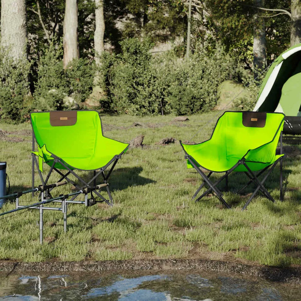 MAISON EXCLUSIVE - Chaise de camping avec poche pliable lot de 2 vert