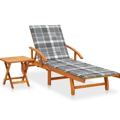 MAISON EXCLUSIVE - Chaise longue de jardin avec table et coussin bois d'acacia