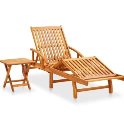 MAISON EXCLUSIVE - Chaise longue de jardin avec table et coussin bois d'acacia