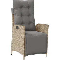 MAISON EXCLUSIVE - Chaise inclinable de jardin et repose-pied mélange beige rotin