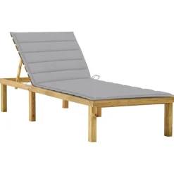 MAISON EXCLUSIVE - Chaise longue avec coussin gris bois de pin imprégné