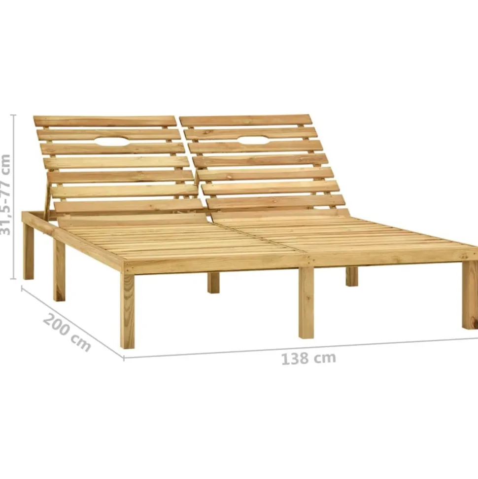 MAISON EXCLUSIVE - Chaise longue double avec coussins bois de pin imprégné