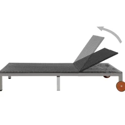 MAISON EXCLUSIVE - Chaise longue double avec roues résine tressée noir