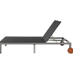 MAISON EXCLUSIVE - Chaise longue double avec roues résine tressée noir