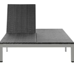 MAISON EXCLUSIVE - Chaise longue double avec roues résine tressée noir