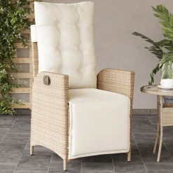 MAISON EXCLUSIVE - Chaise inclinable de jardin et repose-pied beige résine tressée