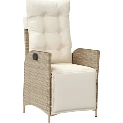 MAISON EXCLUSIVE - Chaise inclinable de jardin et repose-pied beige résine tressée