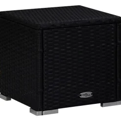 MAISON EXCLUSIVE - Chaise longue avec coussin et table à thé résine tressée rouge