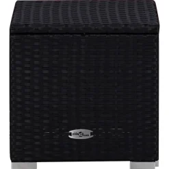 MAISON EXCLUSIVE - Chaise longue avec coussin et table à thé résine tressée rouge