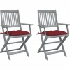 MAISON EXCLUSIVE - Chaises pliables d'extérieur lot de 2 et coussins bois d'acacia