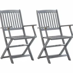 MAISON EXCLUSIVE - Chaises pliables d'extérieur lot de 2 et coussins bois d'acacia
