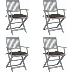 MAISON EXCLUSIVE - Chaises pliables d'extérieur lot de 4 et coussins bois d'acacia