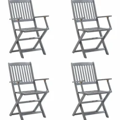 MAISON EXCLUSIVE - Chaises pliables d'extérieur lot de 4 et coussins bois d'acacia
