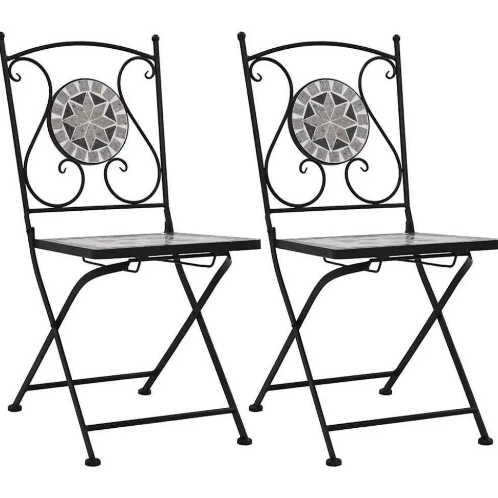 MAISON EXCLUSIVE - Chaises de bistrot mosaïque 2 pcs gris