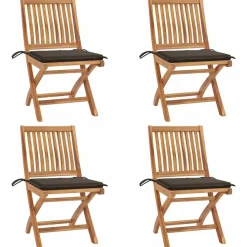 MAISON EXCLUSIVE - Chaises pliables de jardin avec coussins lot de 4 teck solide