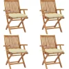 MAISON EXCLUSIVE - Chaises pliables de jardin avec coussins lot de 4 teck solide