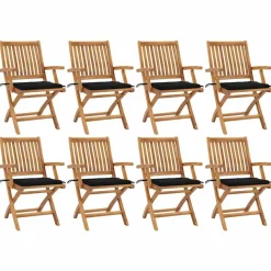 MAISON EXCLUSIVE - Chaises pliables de jardin avec coussins lot de 8 teck solide