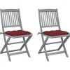 MAISON EXCLUSIVE - Chaises pliables d'extérieur lot de 2 et coussins bois d'acacia
