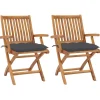 MAISON EXCLUSIVE - Chaises de jardin lot de 2 et coussins anthracite bois de teck