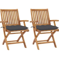 MAISON EXCLUSIVE - Chaises de jardin lot de 2 et coussins anthracite bois de teck