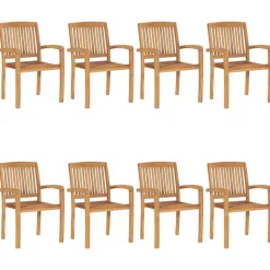 MAISON EXCLUSIVE - Chaises de jardin empilables avec coussins lot de 8 teck solide
