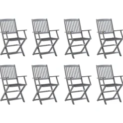 MAISON EXCLUSIVE - Chaises pliables d'extérieur lot de 8 et coussins bois d'acacia