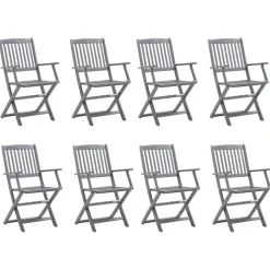 MAISON EXCLUSIVE - Chaises pliables d'extérieur lot de 8 et coussins bois d'acacia