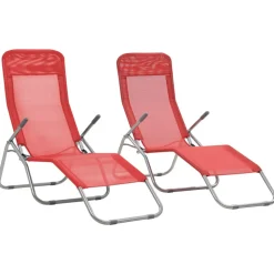 MAISON EXCLUSIVE - Chaises longues pliables lot de 2 textilène rouge